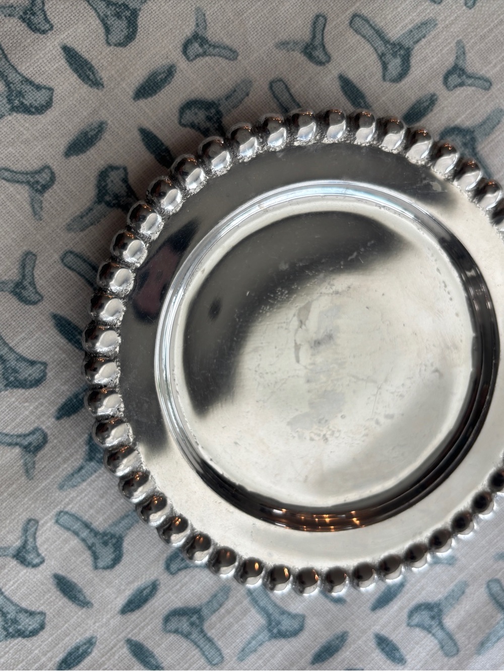 Mariposa Silver Beaded Edge Decorative Tray for wine